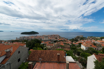 Aerial view of old city Dubrovnik in a beautiful summer day, Croatia