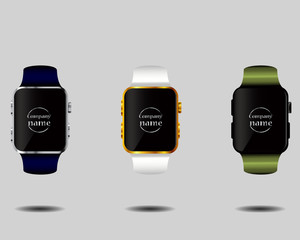 eps 10 vector smart watch set of different shapes and colors. Add your company nam or logo