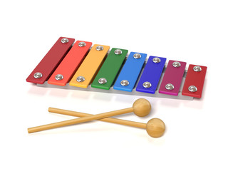 xylophone, metallophone 3d rendering