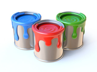 Paint cans 3d rendering
