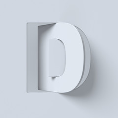 Cut out and rotated font 3d rendering letter D