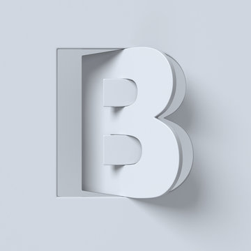 Cut out and rotated font 3d rendering letter B
