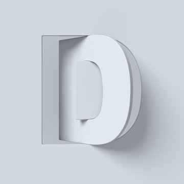 Cut out and rotated font 3d rendering letter D