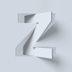 Cut out and rotated font 3d rendering letter Z - obrazy, fototapety, plakaty