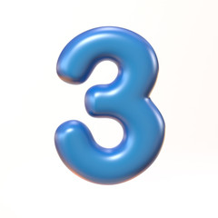 Naklejka premium Bubbly 3d font number 3