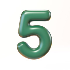 Bubbly 3d font number 5