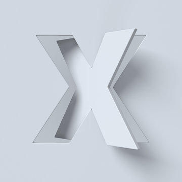 Cut out and rotated font 3d rendering letter X