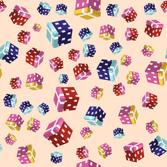 Seamless Background Gift Boxes. Vector Illustration Design for Birthday, Children Party, Baby Shower, Wedding. Backdrop Can be Used for Wallpapers, Curtain, Plates, Surface Textures, Wrapping