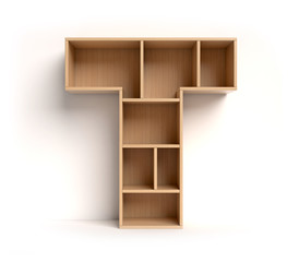 Shelf font 3d rendering letter T