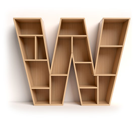 Shelf font 3d rendering letter W