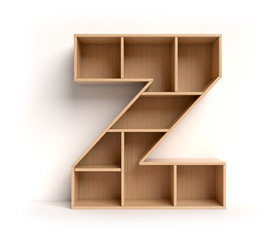 Shelf font 3d rendering letter Z