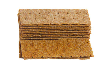 crispy rye bread isolated on white