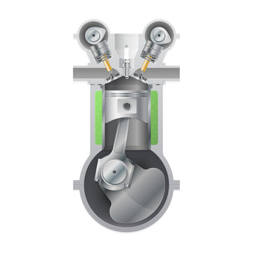 Internal combustion engine isolated on a white background.