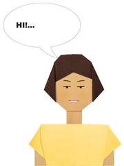Origami smiling woman