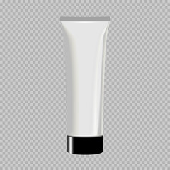 eps 10 vector realistic cosmetics tube package isolated on transparent background. Graphic illustration design element mock up. Template for advertising, design, web and print. Mass production tare