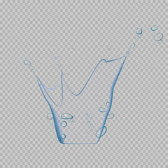 eps 10 vector water splash isolated on transparent background. Water drops and spilled water in motion. Editable graphic design element. Template for advertising, cosmetics presentations, web, print.