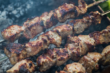 shish kebab on skewers