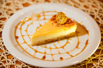 tasty delicious cheese cake on plate