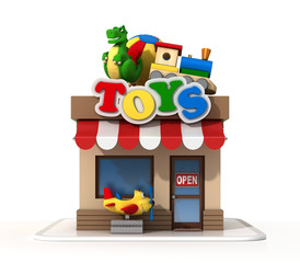 Toy shop mini store 3d rendering