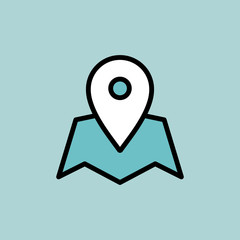 pin point, location icon on blue background