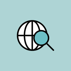 searching, magnifier icon on blue background