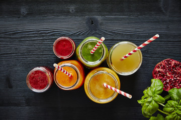 juice bar colorful drinks with straws ready to drink