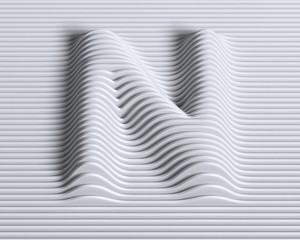 Linear 3d font letter N