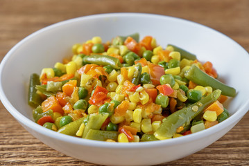 Stewed sliced vegetables on the plate