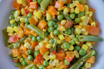 Stewed sliced vegetables on the plate