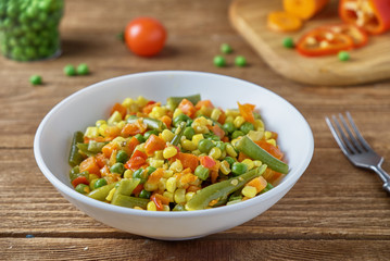 Stewed sliced vegetables on the plate