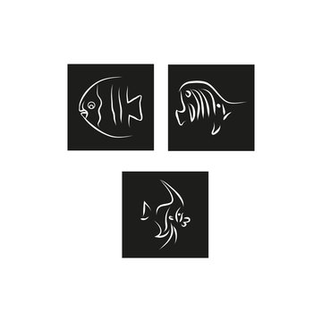 Three fish logo on a black background. Vector illustration