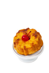 Pineapple Upside Down Muffins Isolated on White Background. Selective focus.