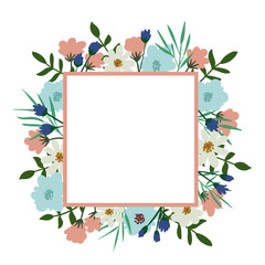 Floral frame. Flower bouquet vintage cover. Flourish card with with place for your text