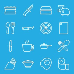 Set of 16 kitchen outline icons