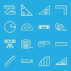 Set of 16 ruler outline icons