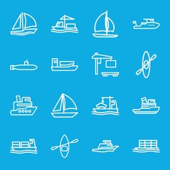 Set of 16 boat outline icons