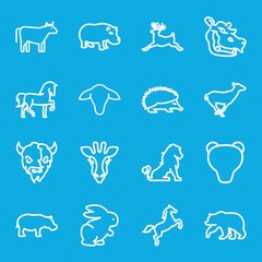Set of 16 mammal outline icons
