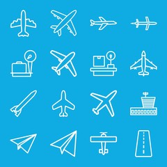 Set of 16 airplane outline icons