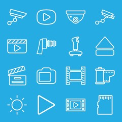 Set of 16 video outline icons