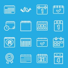 Set of 16 date outline icons