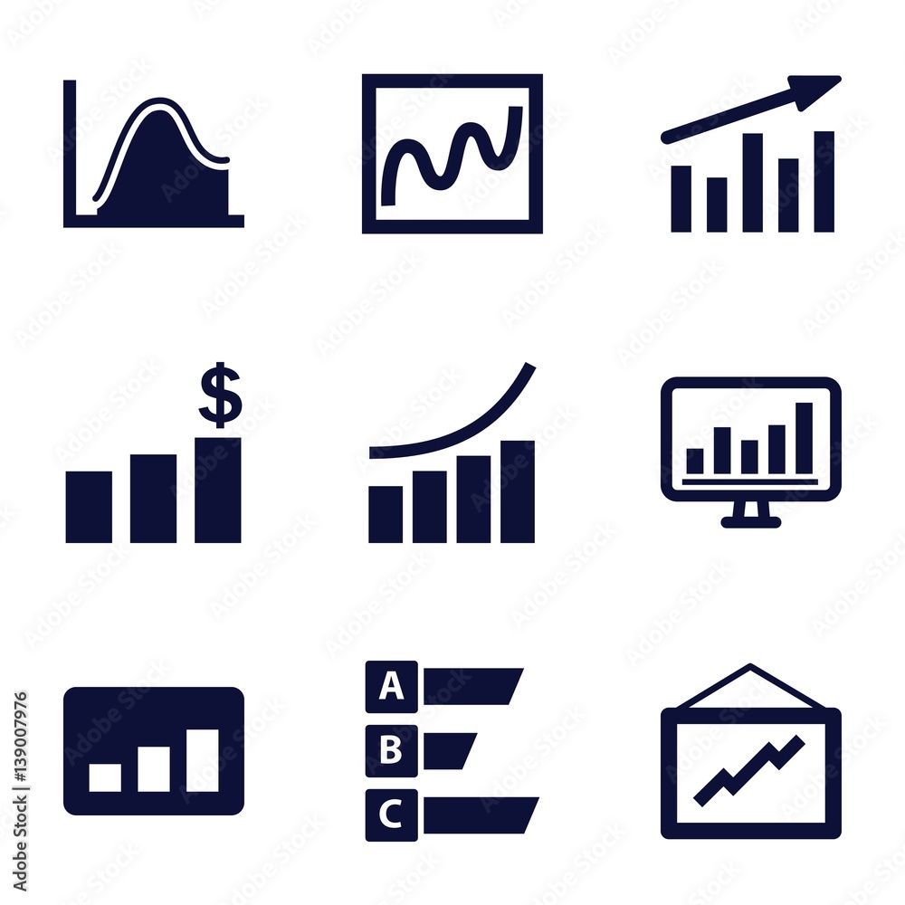 Poster set of 9 statistic filled icons