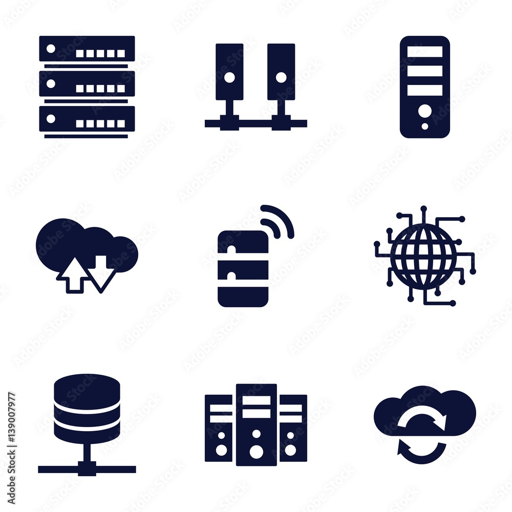 Poster set of 9 server filled icons