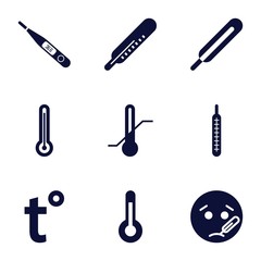 Set of 9 thermometer filled icons