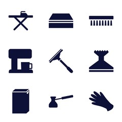 Set of 9 household filled icons