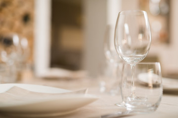 Glasses on a restaurant table