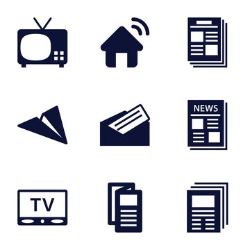 Set of 9 news filled icons