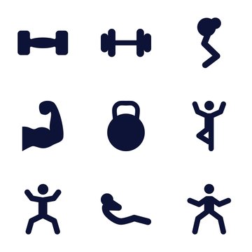 Set of 9 fit filled icons