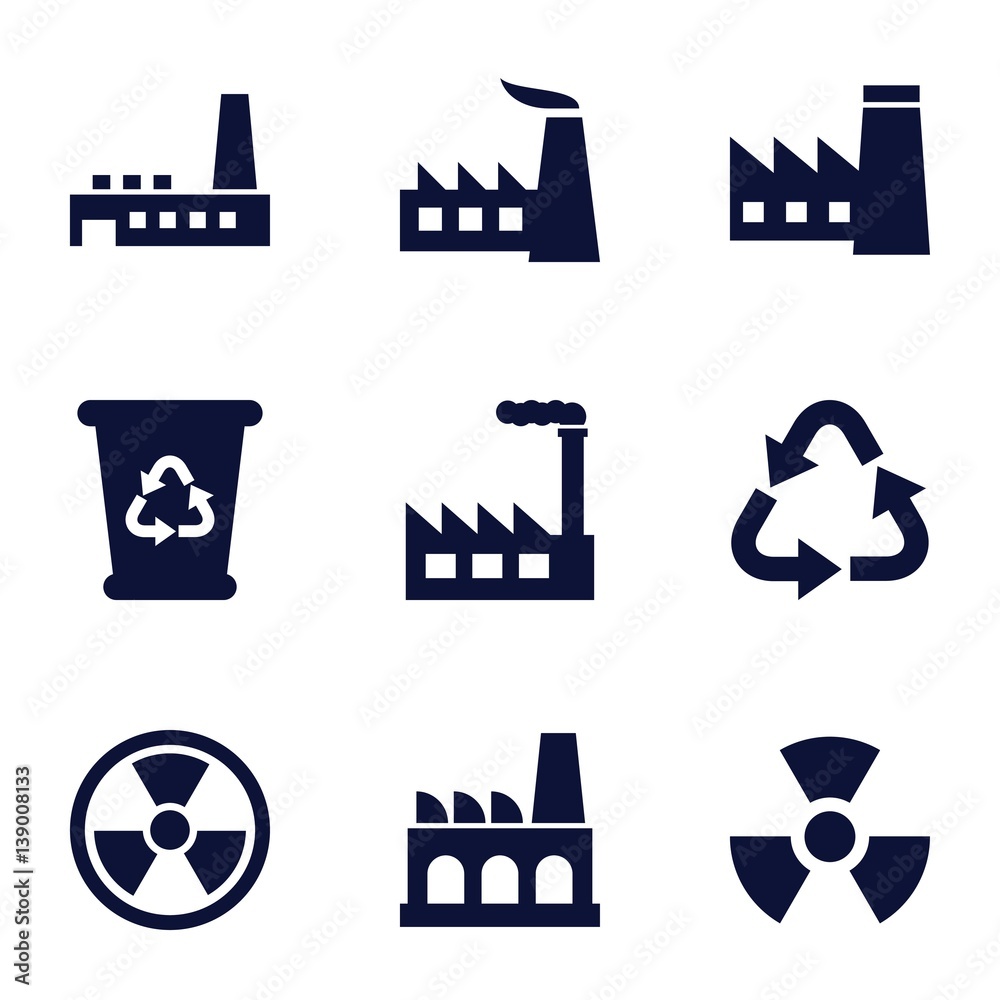 Poster set of 9 pollution filled icons