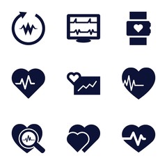 Set of 9 heartbeat filled icons