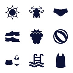 Set of 9 summer filled icons